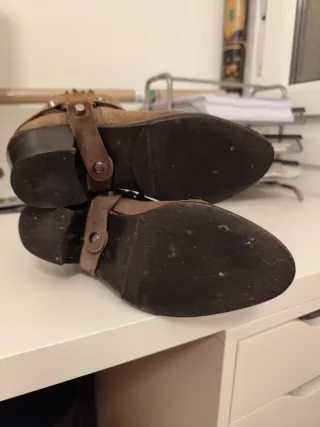 Botines Mango Piel Serraje Marrón Talla 37