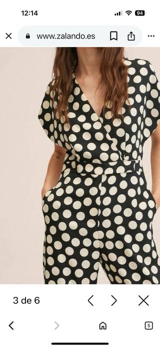 Talla XS - Mono de lunares beige y negro