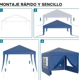 Carpa 3x3 impermeable azul, completa