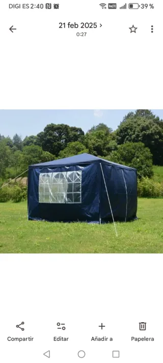 Carpa 3x3 impermeable azul, completa