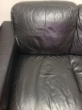 Sofá de piel negro 3 plazas