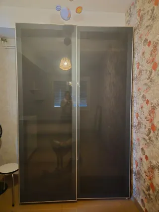 Armario 2 cuerpos cristal y metal