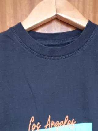 Camiseta Pull&Bear Negra Streetwear Los Angeles XS