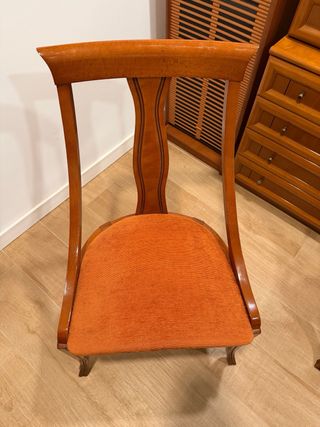 Mesa redonda madera + cristal y 4 sillas comedor