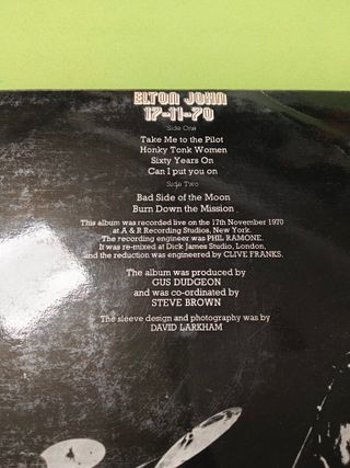 Vinilo Elton John 17-11-70