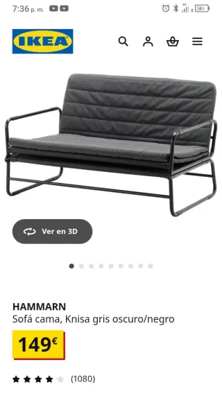 Sofá cama IKEA HAMMARN gris oscuro