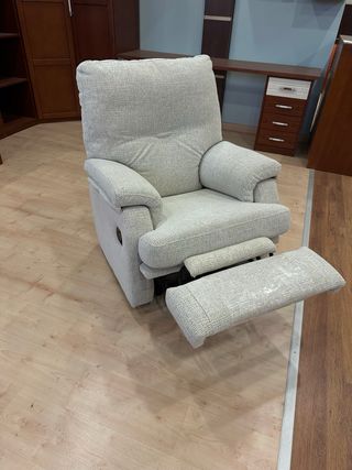 Sillón relax tela beige/gris