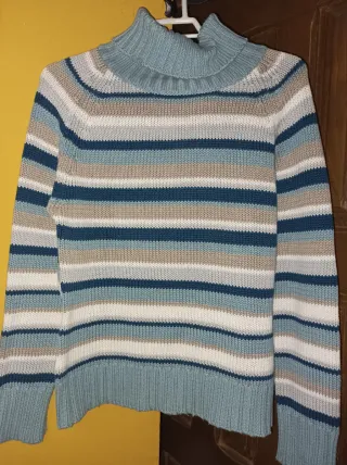 Jersey de punto rayas cuello alto talla XS