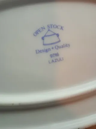 Bandejas de porcelana con borde azul