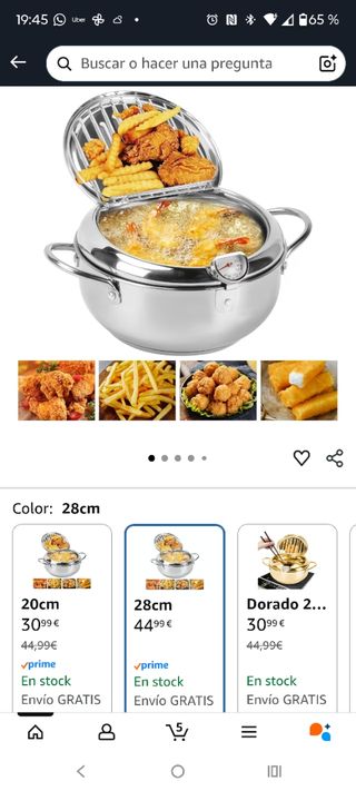 Olla Freidora Acero Inoxidable con Termómetro
