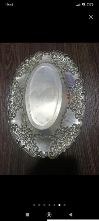 Bandeja ovalada de alpaca con uvas