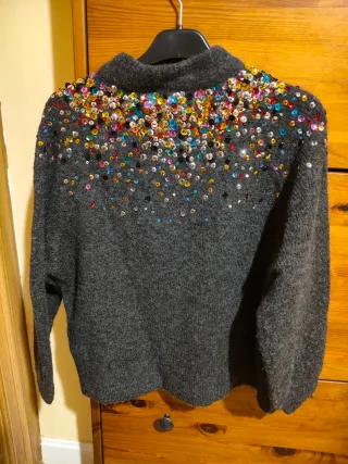 Jersey Zara gris con lentejuelas