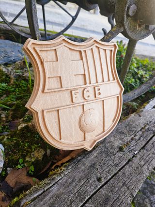 Escudo de Futbol del FC Barcelona en Madera