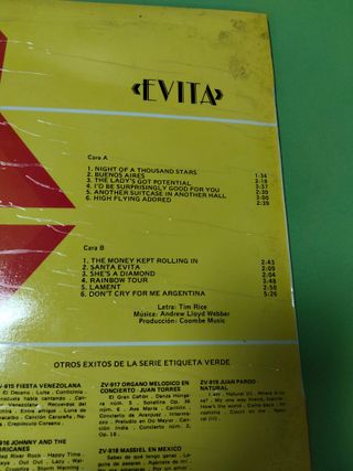 Vinilo Evita Fragmentos de la Ópera Rock 1977