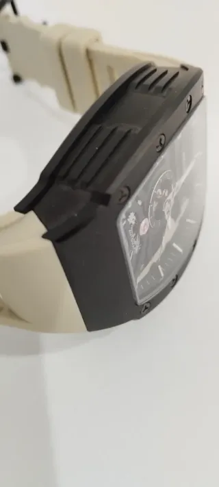 Reloj Megir Automático Negro y correa beig