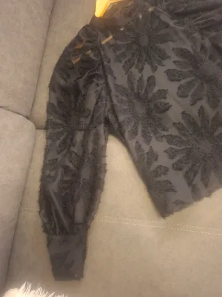 Blusa Salsa Negra Transparente Flores