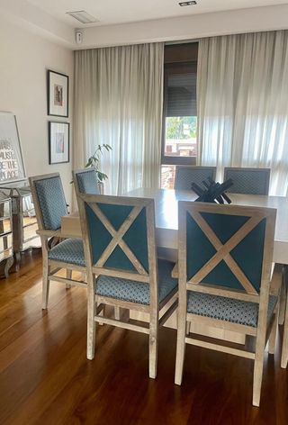 Lote 8 Sillas Madera Roble Tapizadas