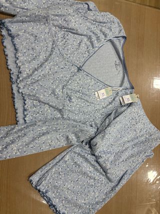 Pijama floral azul talla XL
