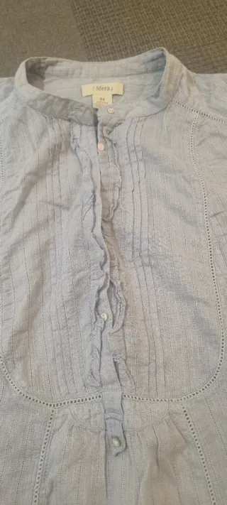 Camisa azul de manga 3/4