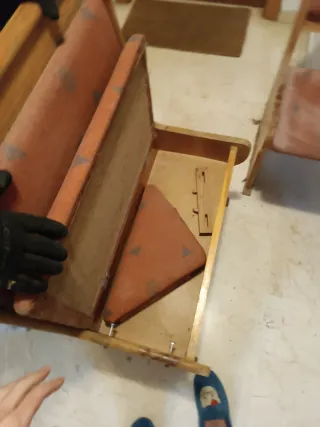 Bancos de madera y tela (2 unidades)