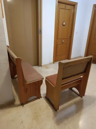 Bancos de madera y tela (2 unidades)