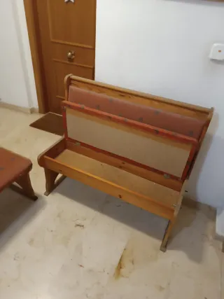 Bancos de madera y tela (2 unidades)