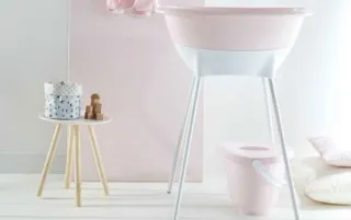 Bañera bebé Luma rosa y blanco
