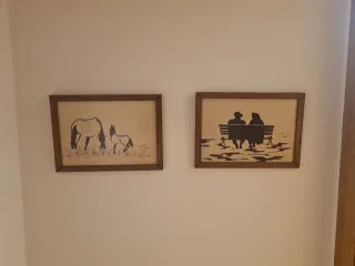 Lote de 2 cuadros con marco de madera