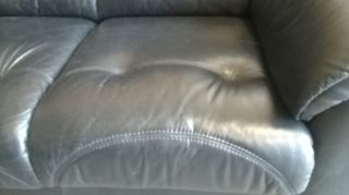 EXTRAORDINARIO SOFÁ de cuero negro 3 CUERPOS