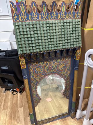 Espejo antiguo árabe madera y cristal