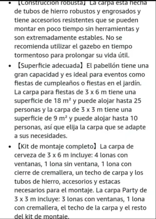 Carpa impermeable, 6x3, 4 paredes