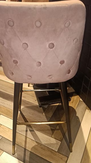 Taburete Silla Terciopelo Metal Dorado