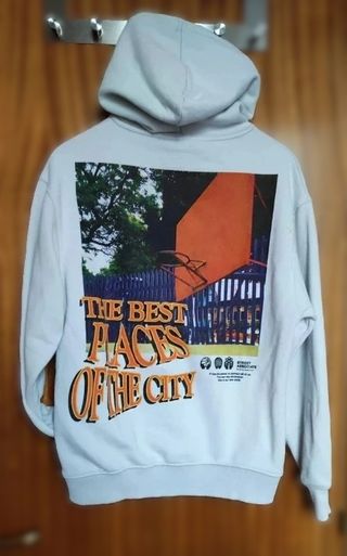 Sudadera Pull&Bear Blanca Gráfico Espalda XS