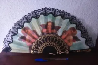 Abanico tela y encaje Ángeles