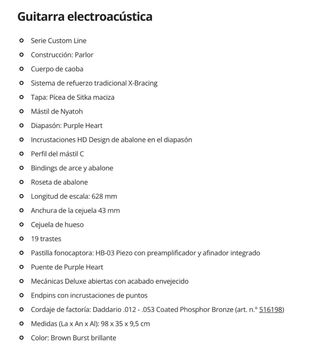 Guitarra Acústica Harley Benton Sunburst