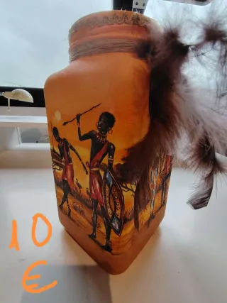 Jarrón terracota decorado tribal