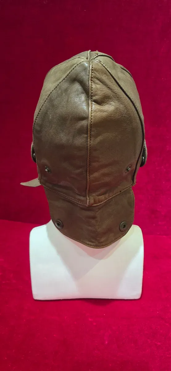 Casco Moto Vintage Cuero Marrón