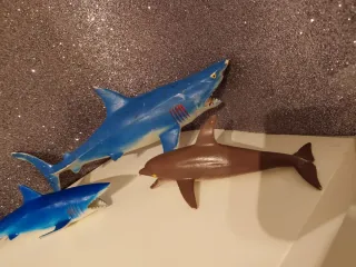 Set 3 Animali Giocattolo Squali e Delfino