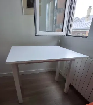 Mesa comedor madera blanca plegable