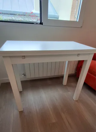 Mesa comedor madera blanca plegable
