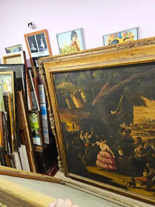 GRAN LOTE DE CUADROS OLEOS ACUARELAS Y OTROS