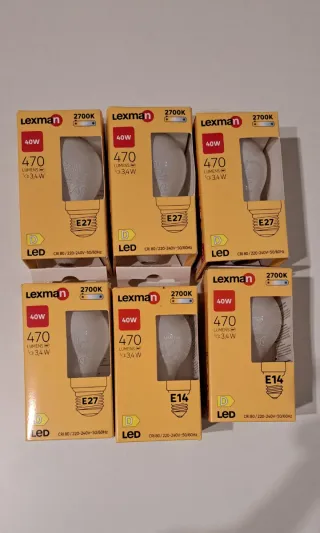6 Bombillas LED Lexman 40W E27 2700K 470 Lúmenes