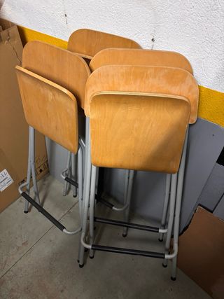 4 Sillas alta madera y metal para bar