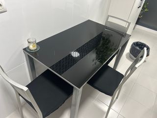 Mesa de cocina cristal y metal
