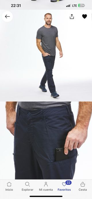 Pantalón técnico montaña trekking Quechua L 44