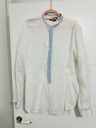 Camisa Zara Hombre L Blanca Slim Fit
