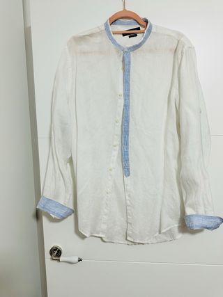 Camisa Zara Hombre L Blanca Slim Fit