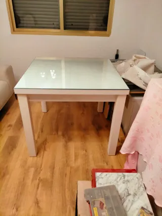 Mesa extensible 90x90 a 180x90 blanca