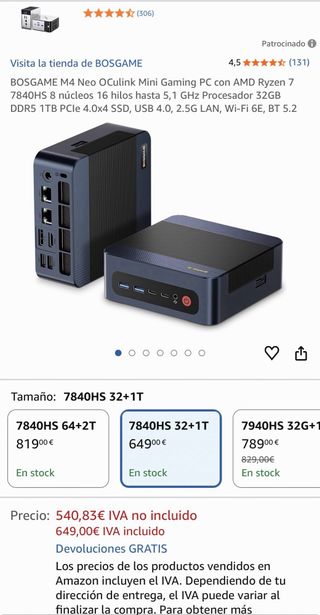 Mini PC Gaming BOSGAME BEYONDMAX 32GB 1TB