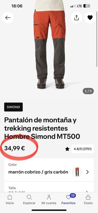 Pantalón técnico Montaña Trekking Forclaz L 44